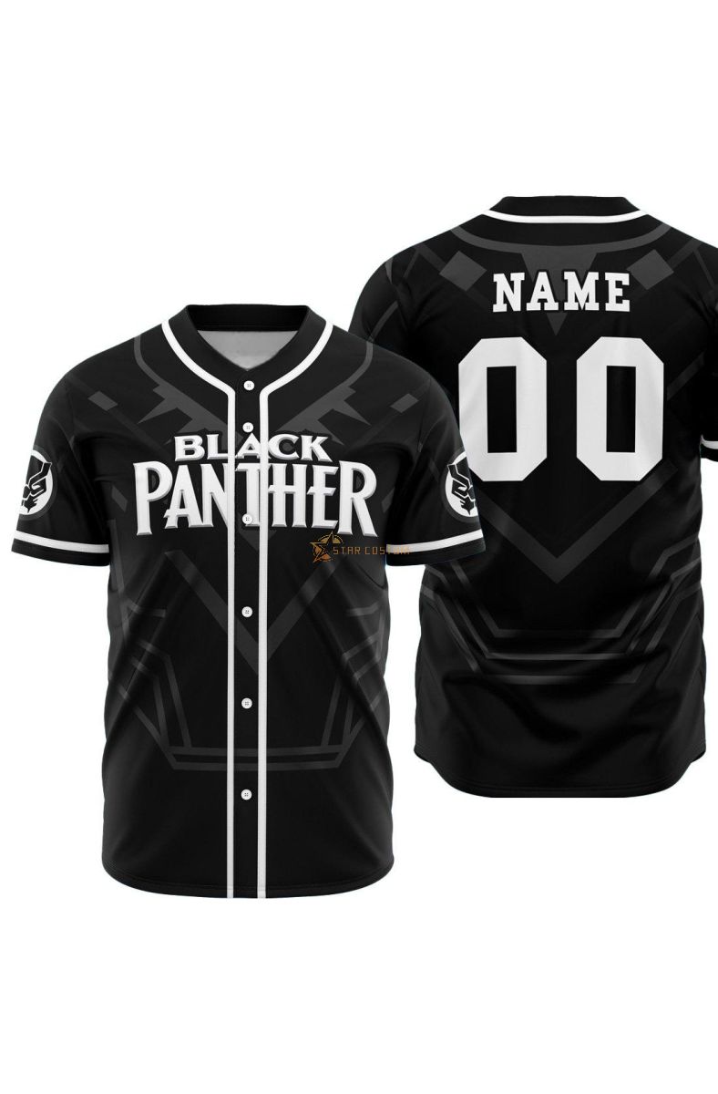 Personalized Black Panther Marvel Baseball Jersey