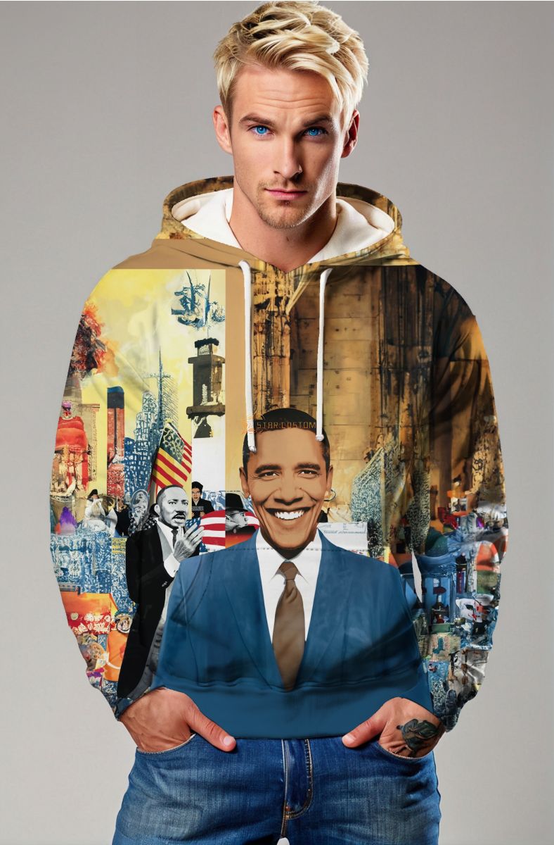 Urban Style Obama Presidential Hoodie Yellow Background Abstract Street Design