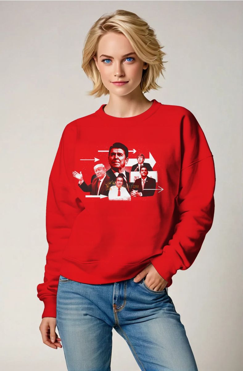 Red Presidential Portrait Graphic Comfort Crewneck Sweatshirt