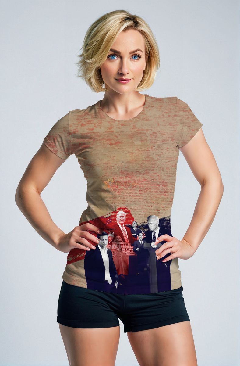 Vintage Cool Red Blue Presidential Portrait Khaki TShirt