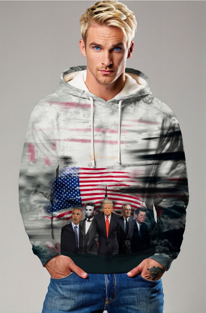 Presidential Memorial Streetwear Hoodie Black and White Print