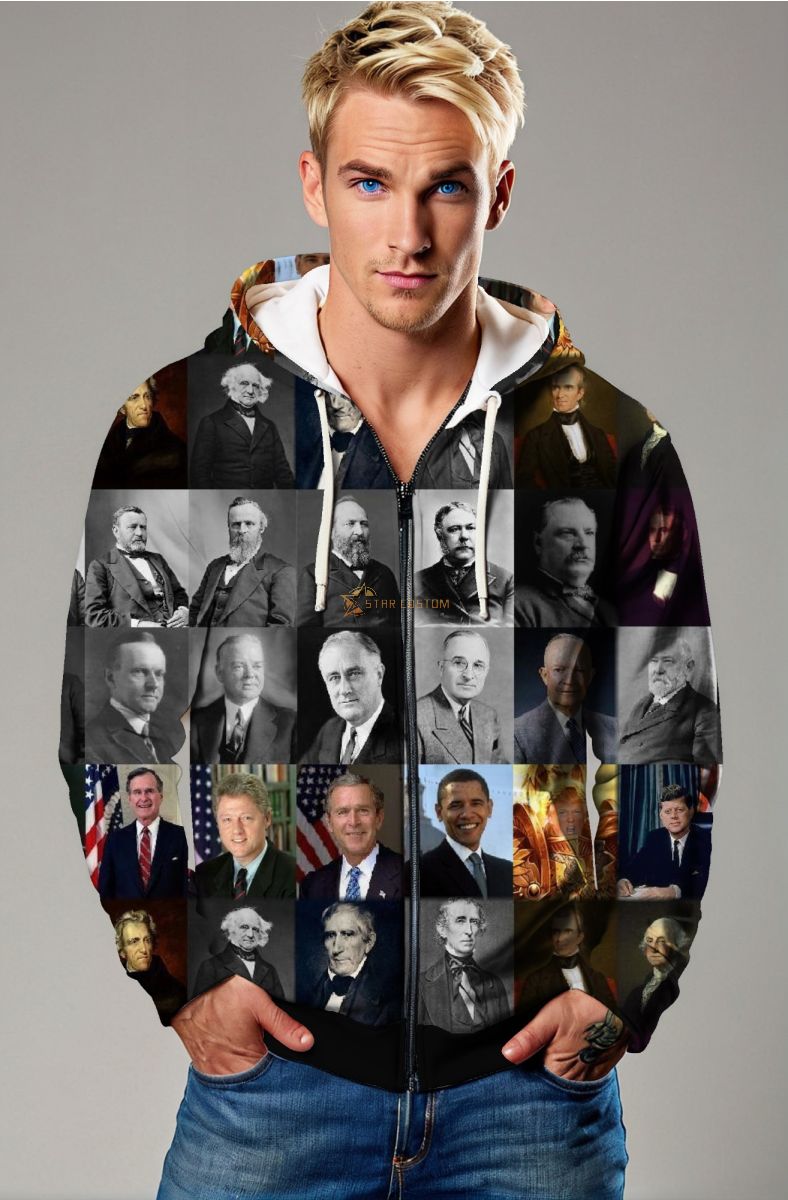 Presidential Portrait Black Zip Hoodie