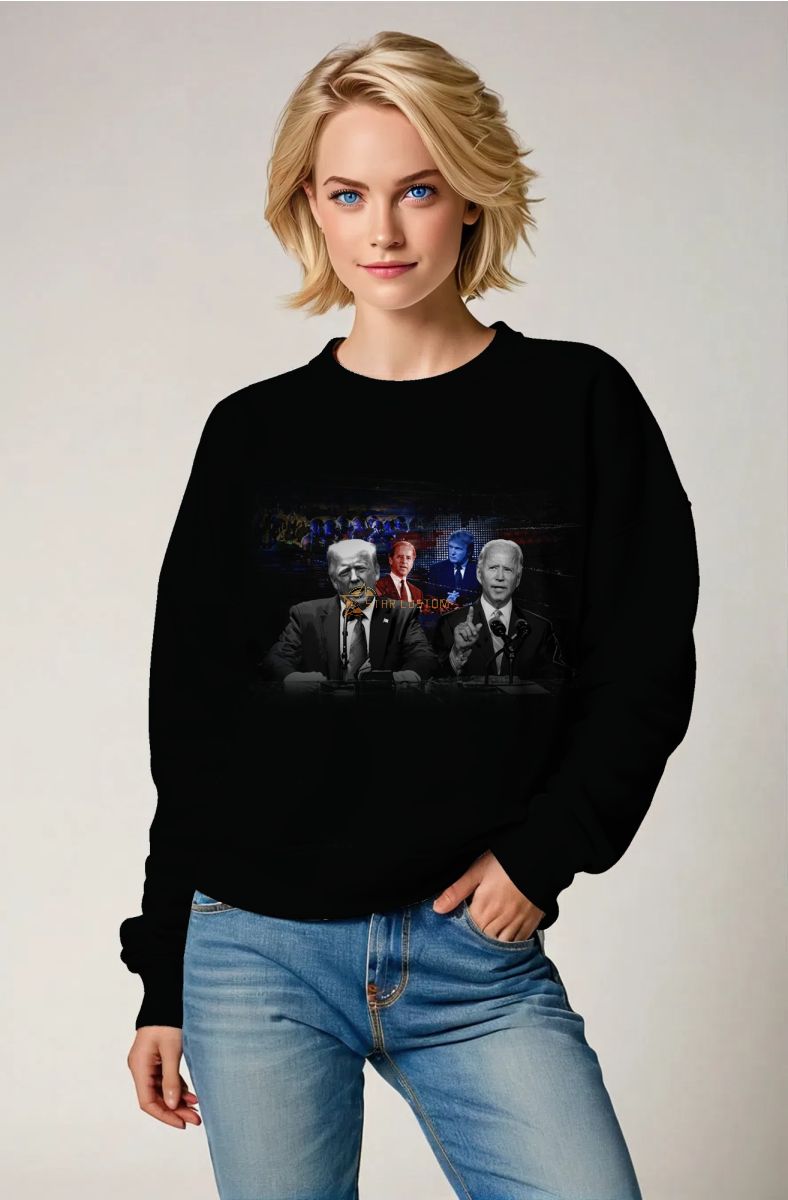 Presidential Memorial Black Crewneck Sweatshirt with Diplomatic Print