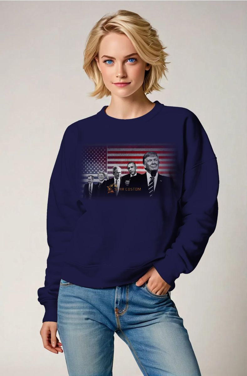 Presidential Memorial Gradient American Flag Portrait Graphic Sweatshirt