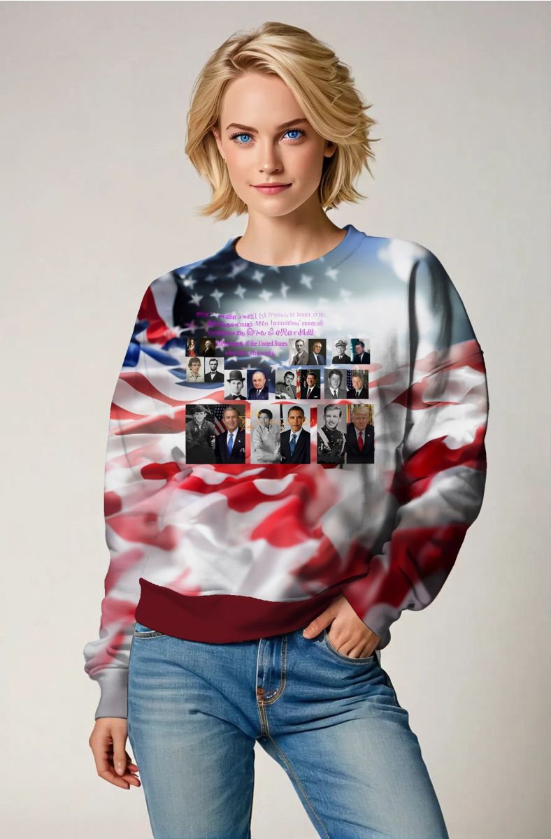 Presidential Comfort Red Flag Print Crewneck Sweatshirt