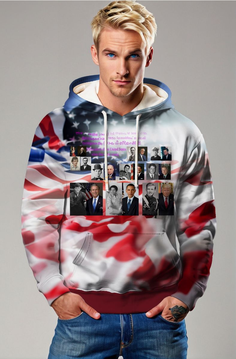Comfortable Red Presidential Portrait Hoodie