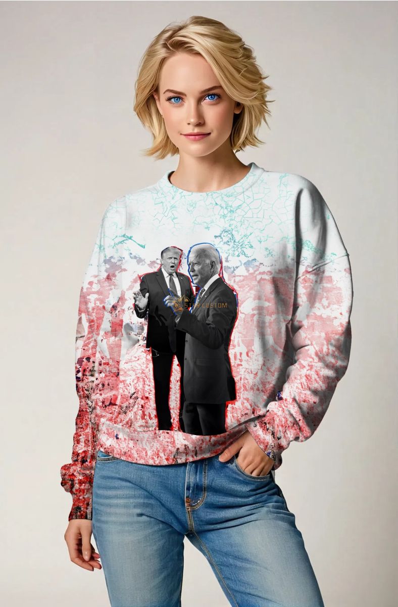 Red Presidential Portrait Casual Crewneck Sweatshirt