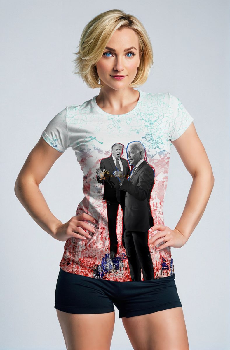 Presidential Character Red Green Colorblock Casual TShirt