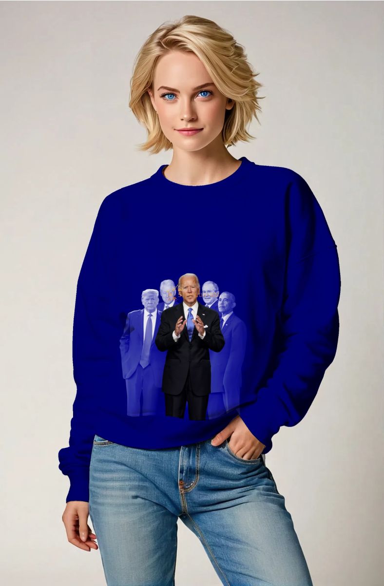 Presidential Blue Graphic Print Casual Sweatshirt