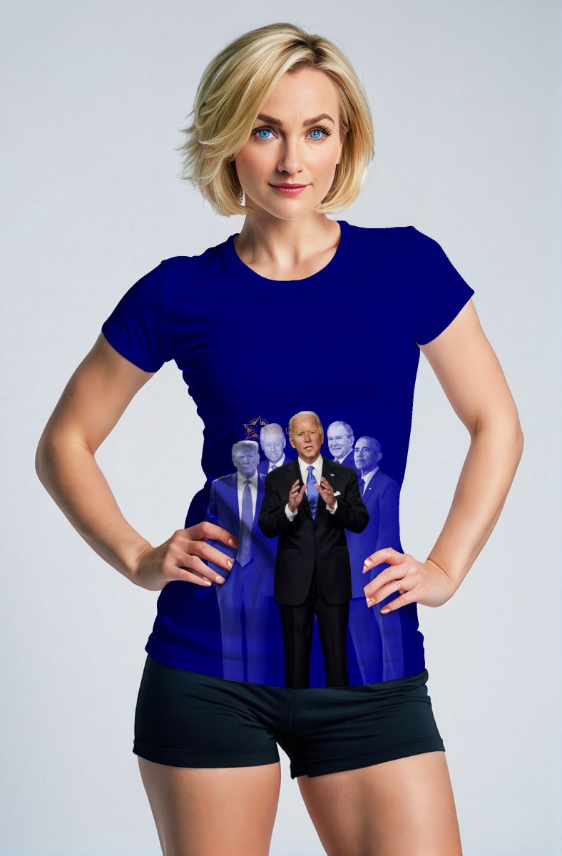 Presidential Blue Casual Graphic Tee Biden and Past Presidents