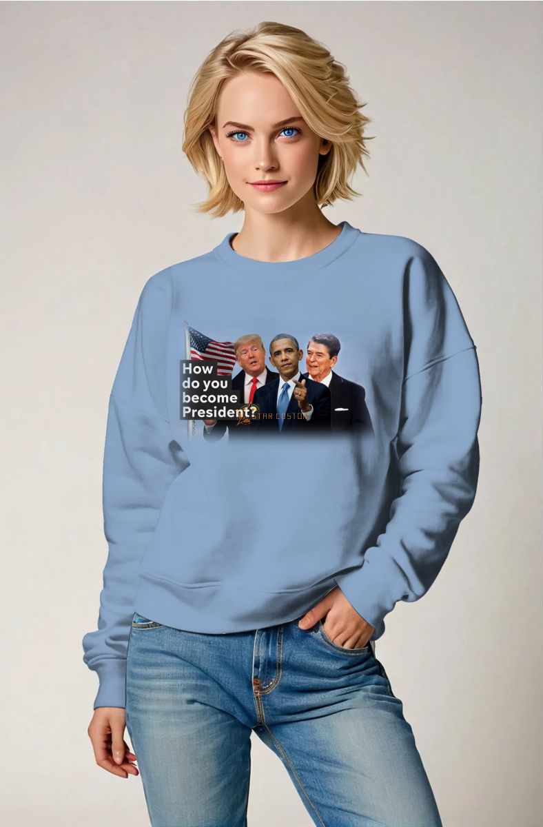 Presidential Memorial Blue Soft Comfortable Sweatshirt with USA Flag and Presidents Print