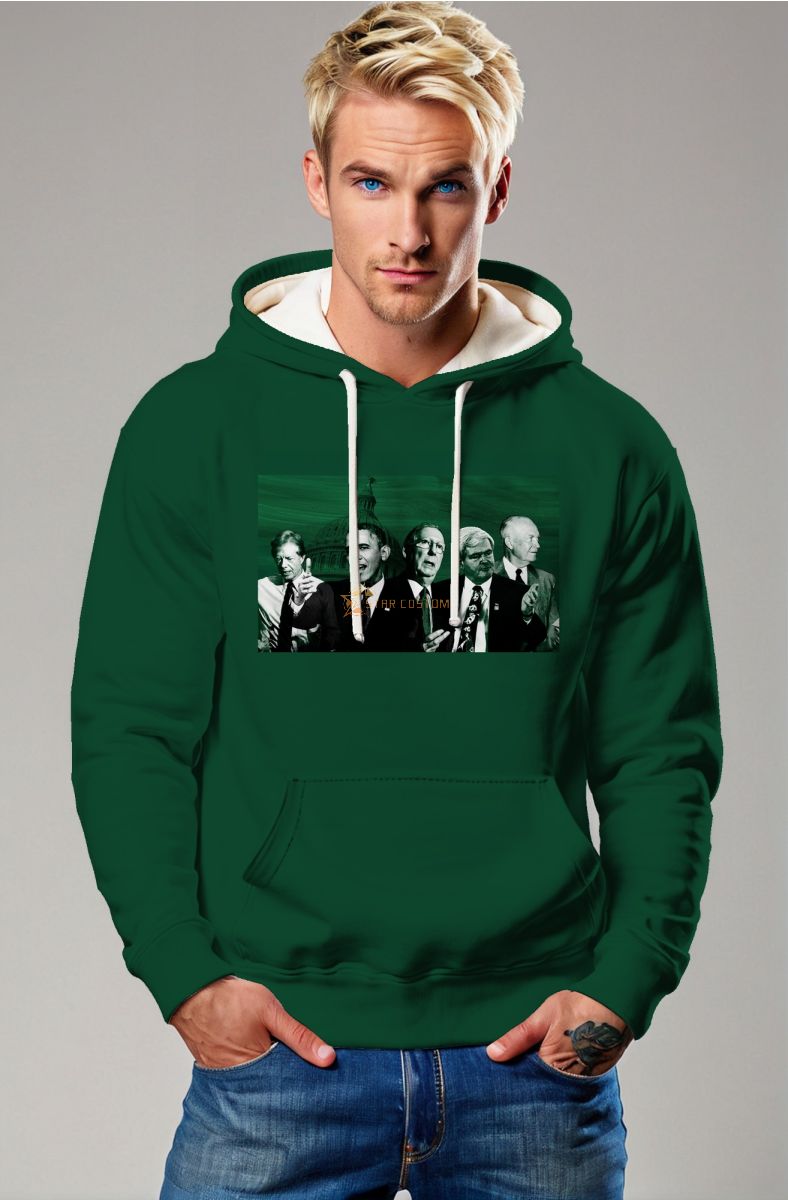 Vintage Green Presidential Print Hoodie