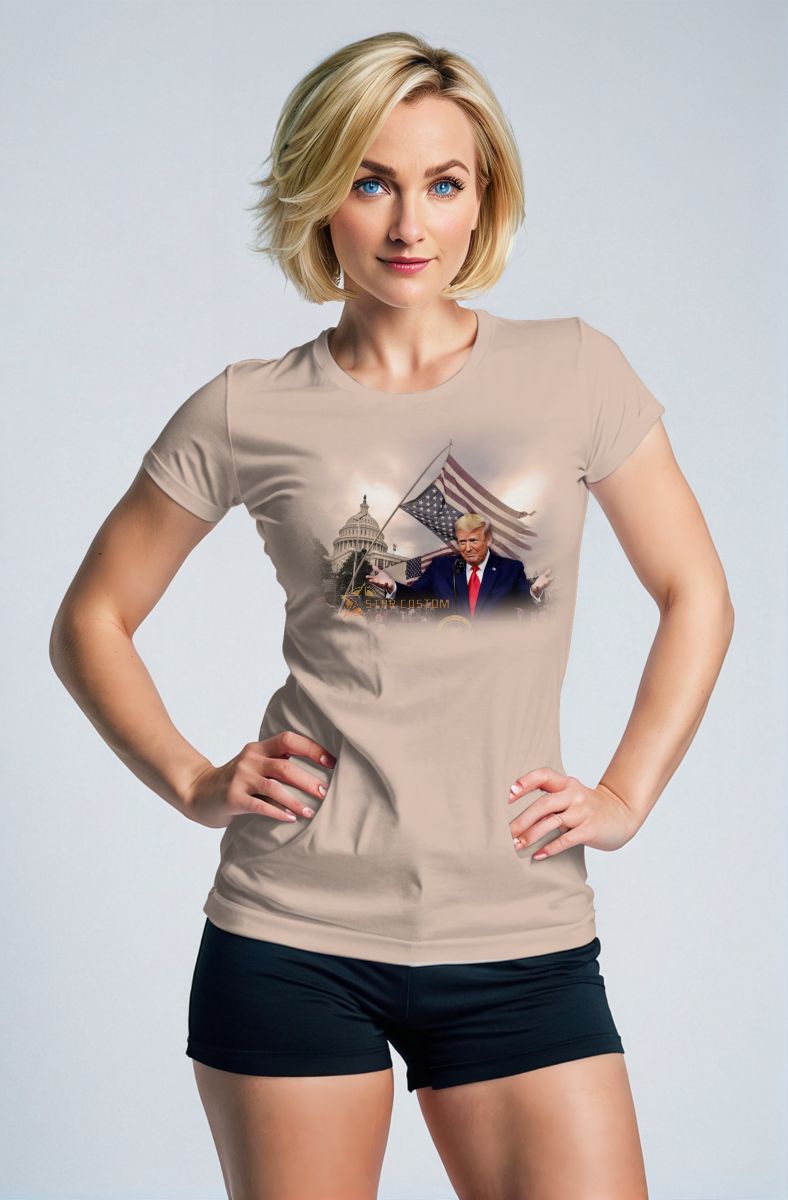 Soft Comfortable Stylish Trump Portrait Presidential Memorial Khaki T Shirt