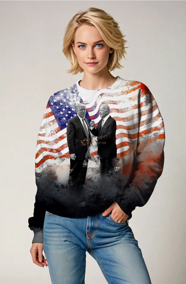 Patriotic Orange USA Flag Presidential Portrait Sweatshirt