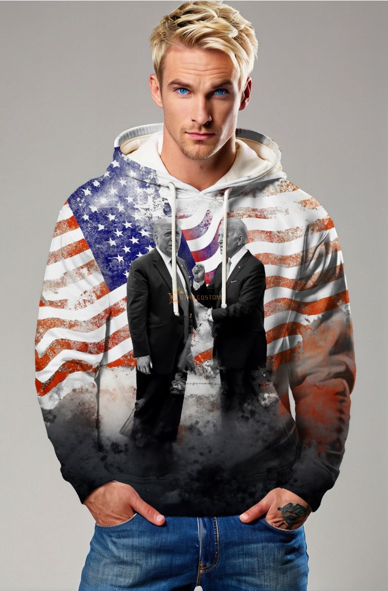 Orange USA Flag Presidential Portrait Hoodie