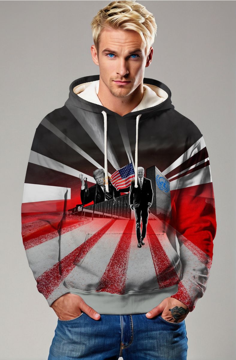 Red Presidential Portrait Glow Hoodie