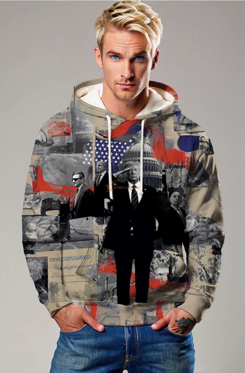 Vintage Poster Style Fashion Trump Presidential Memorial Hoodie