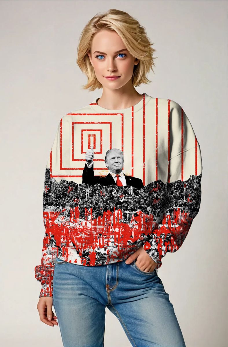Red Trump Presidential Memorial Casual Print Sweater