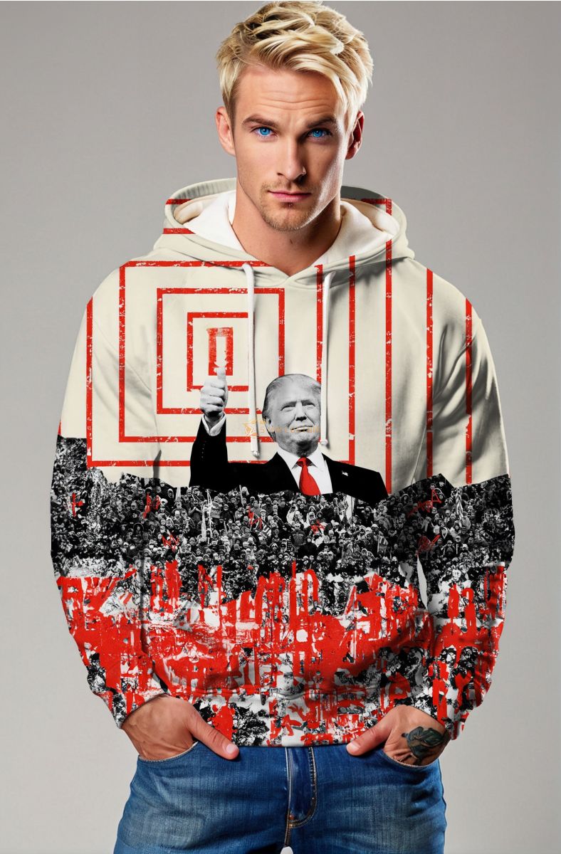 Red Presidential Trump Hoodie With Graphic Print