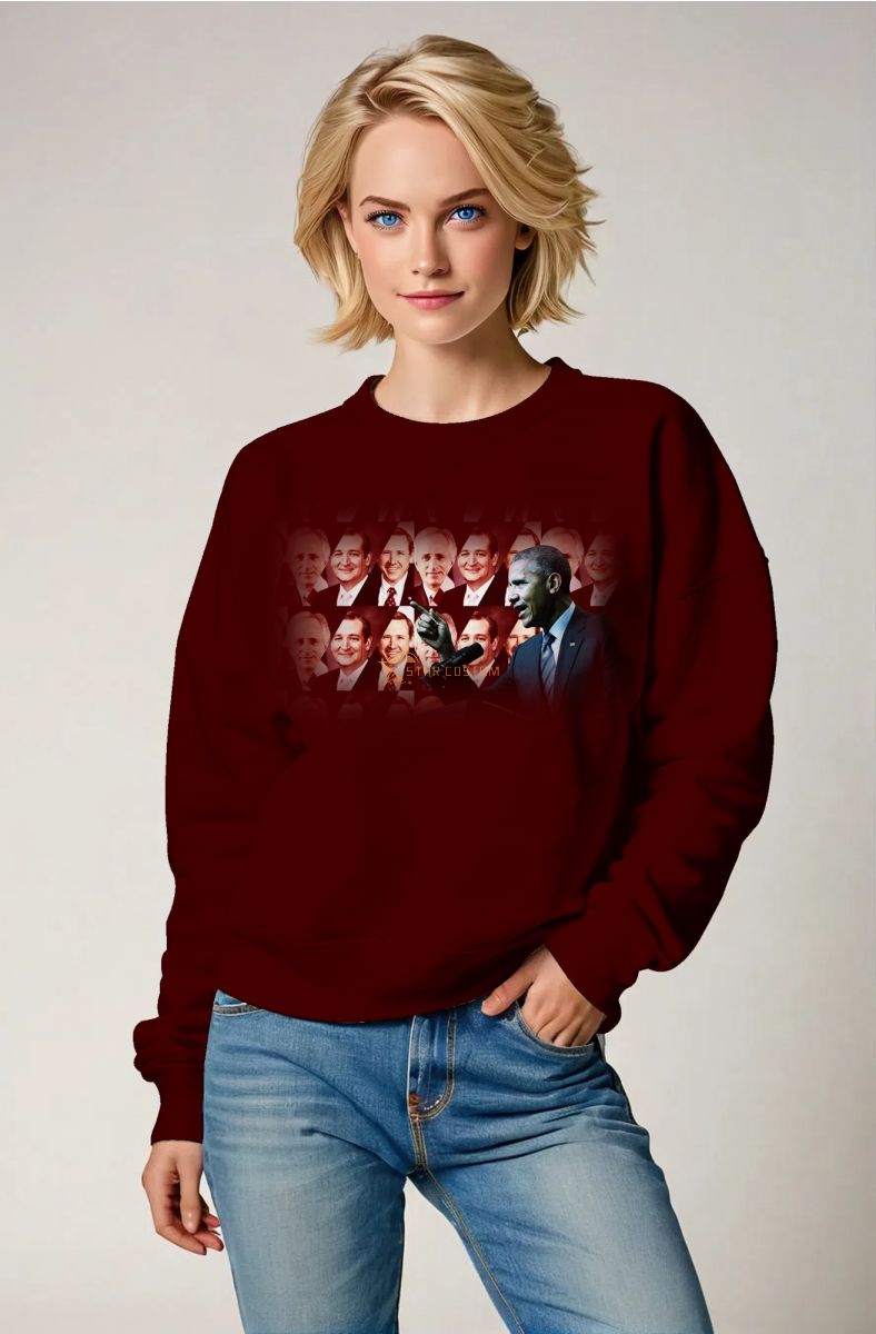 Vintage Bold Red Obama Presidential Portrait Comfortable Crewneck Sweatshirt