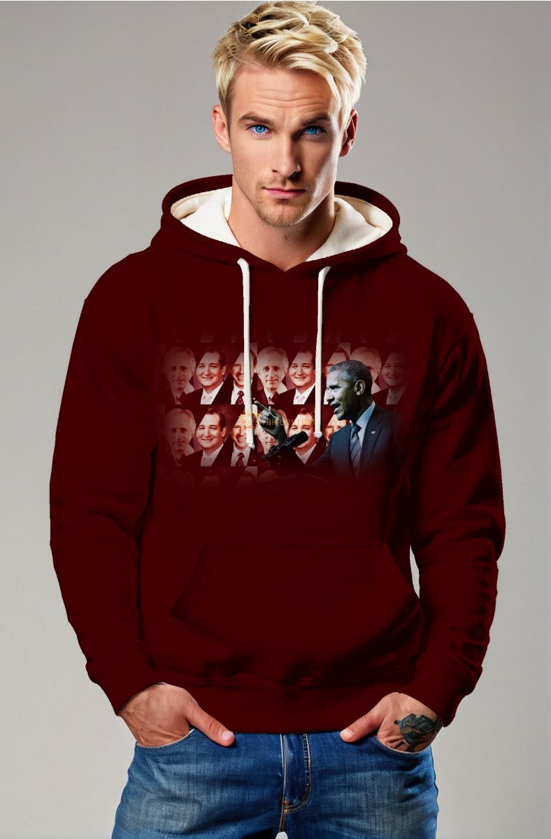 Vintage Bold Red Obama Portrait Print Presidential Memorial Comfortable Hoodie