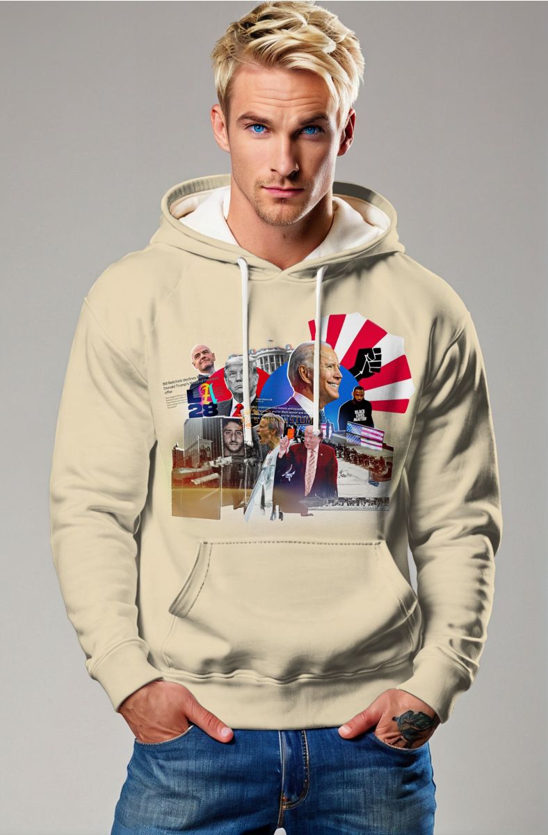 Presidential Memorial Yellow Hoodie with Cute Character Stickers