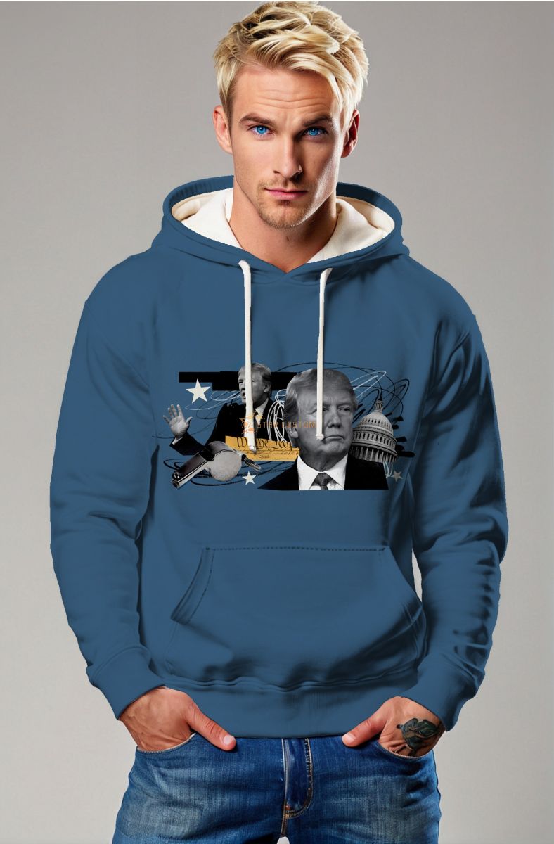 Presidential Memorial Trump Cartoon Blue Hoodie