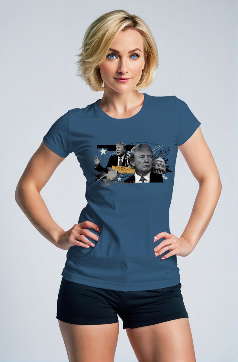 Blue Presidential Memorial Trump Cartoon Relaxed Fit TShirt