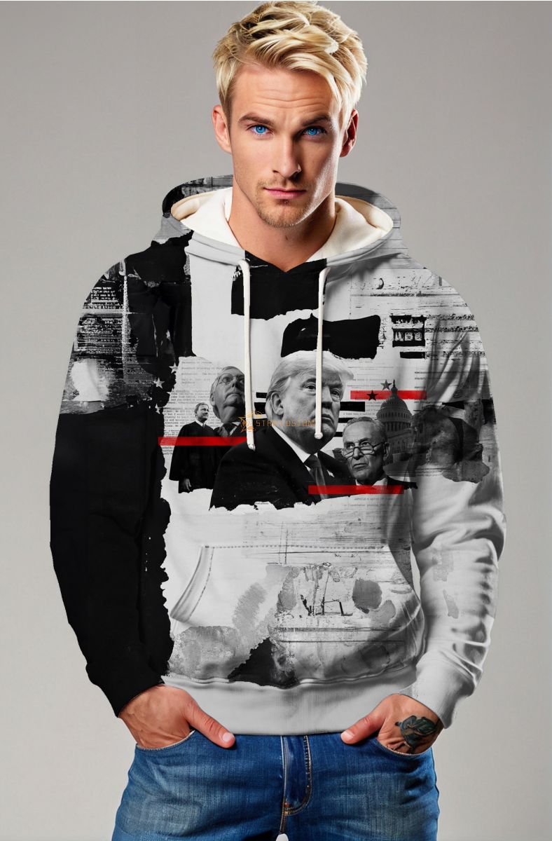 Edgy Black Presidential Print Hoodie