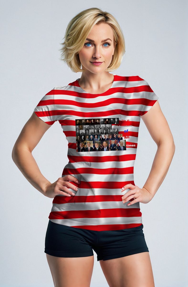 Presidential Portrait Print Unisex Red Striped TShirt