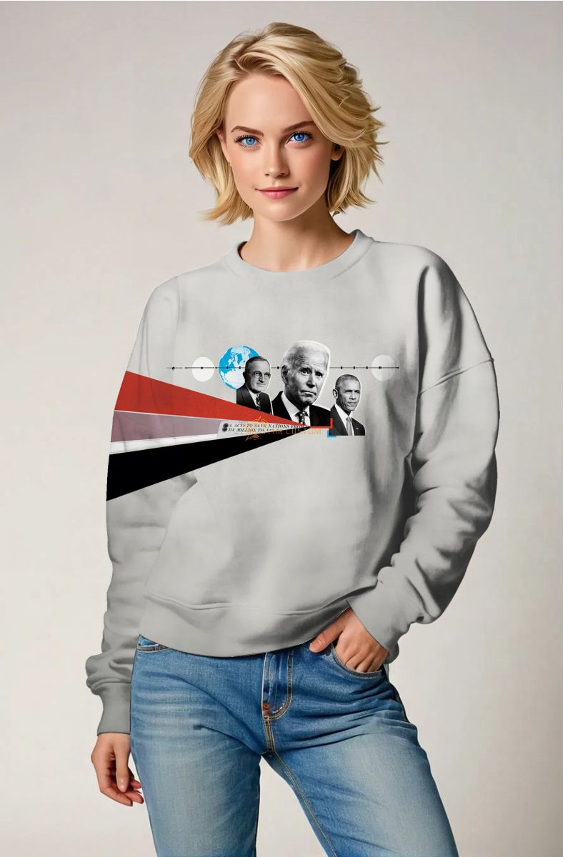 Unisex Grey Casual Presidential Print Sweatshirt with Cool Trendy Portrait Design