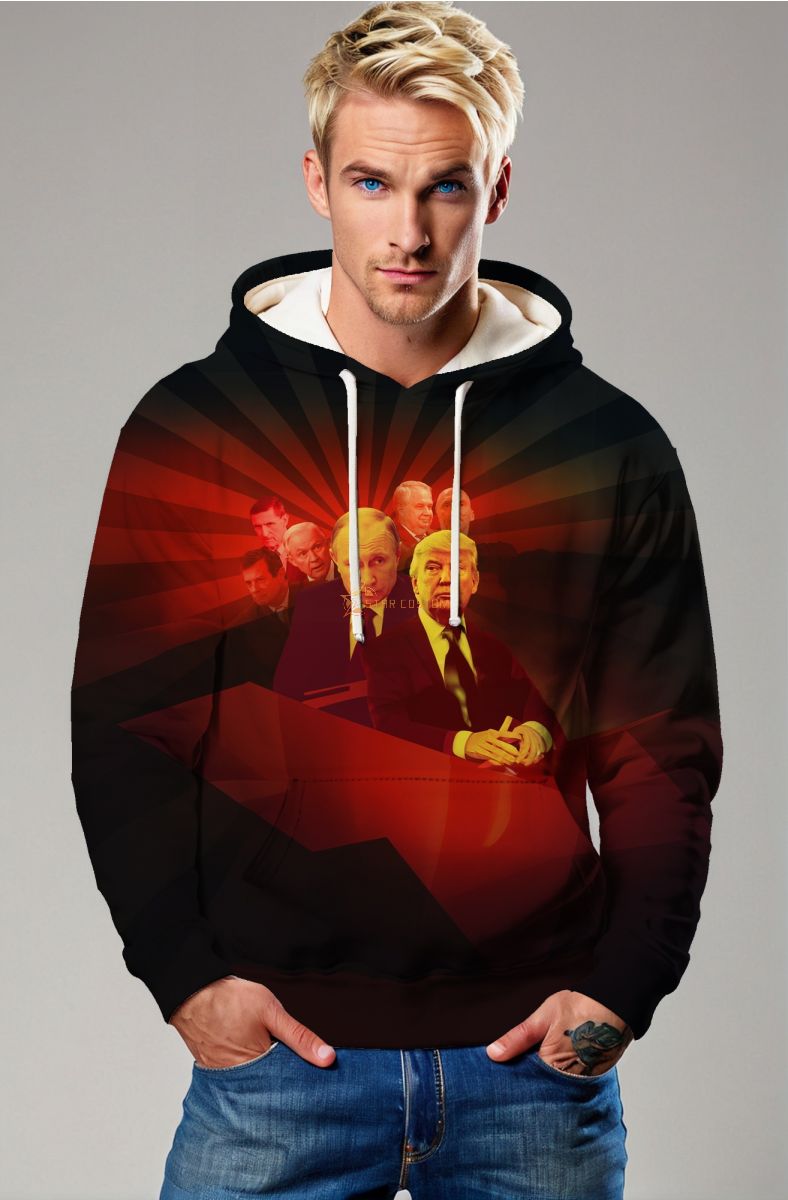 Retro Red Presidential Hoodie with Trump Graphic for Men and Women
