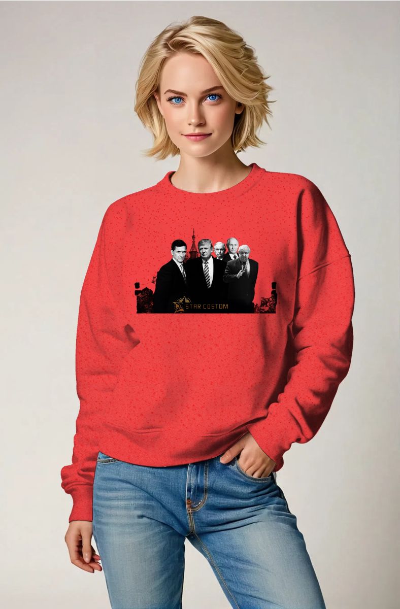 Cute and Comfortable Unisex Red Presidential Memorial Print Crewneck Sweater