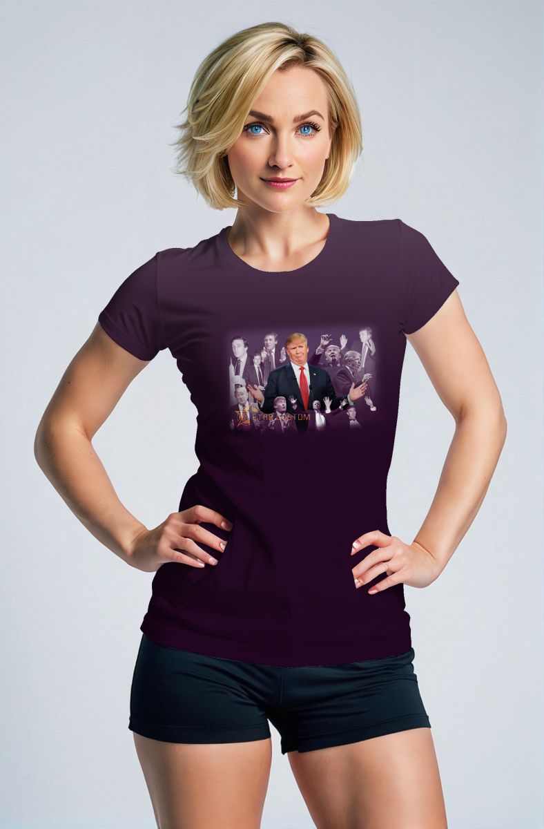 Presidential Trump Classic Comfortable Purple TShirt with Iconic Hand Gesture and Growth Images
