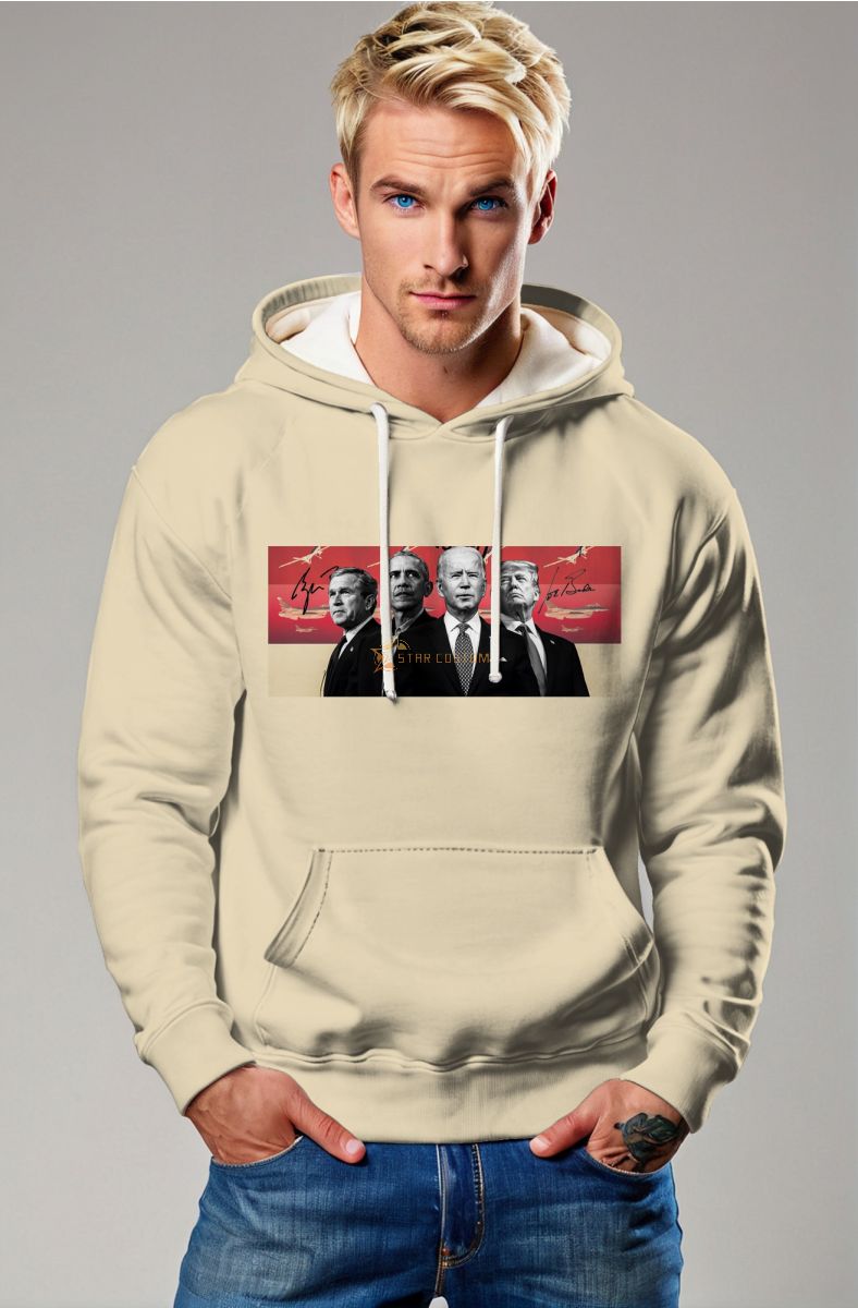 Vintage Presidential Portrait Hoodie Yellow Fashion Apparel