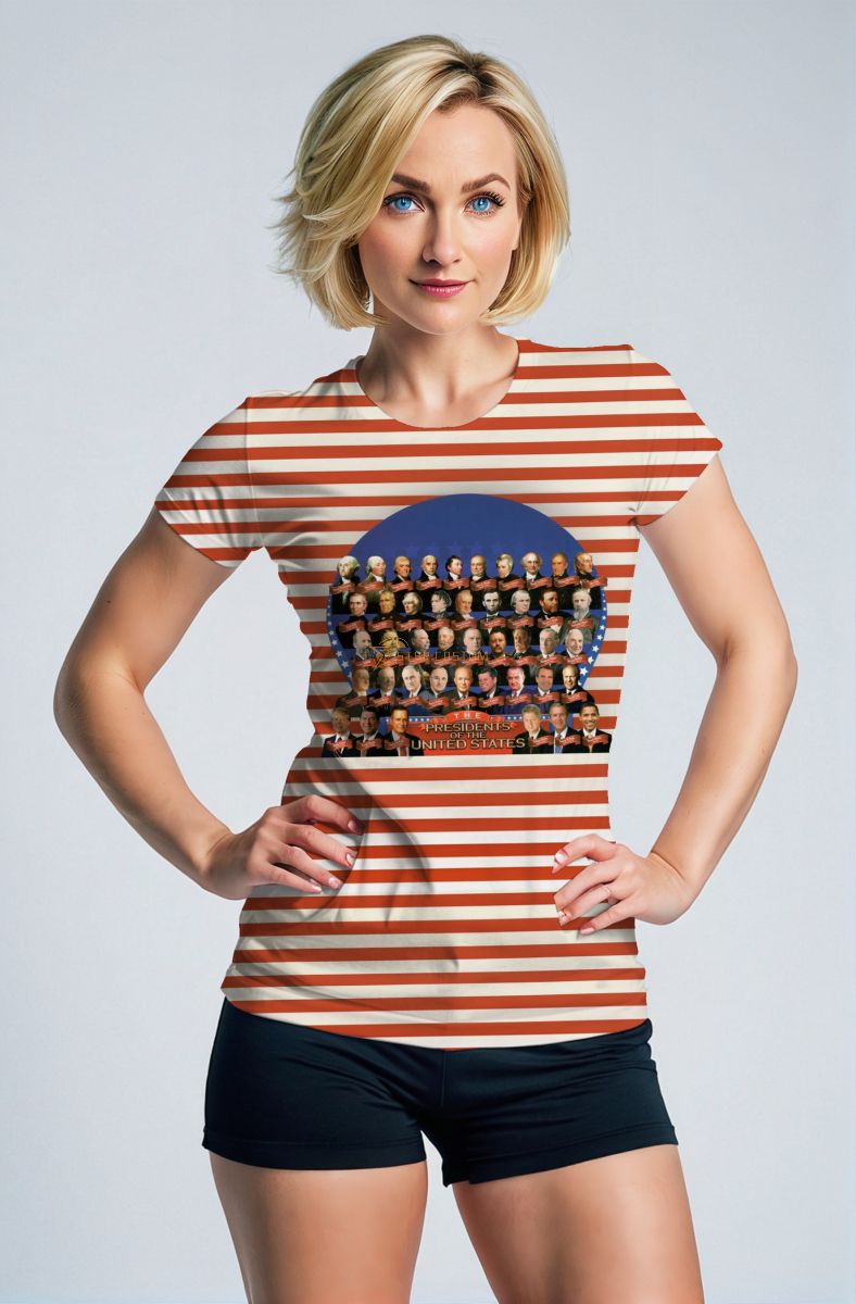 Fashionable Striped Orange Presidential Portrait TShirt