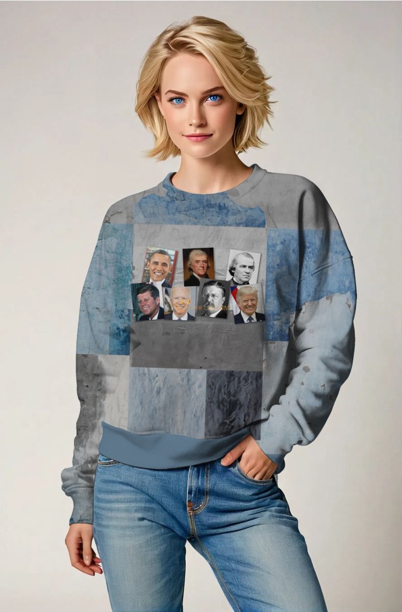 Presidential Portrait Comfy Blue Soft Crew Neck Sweatshirt