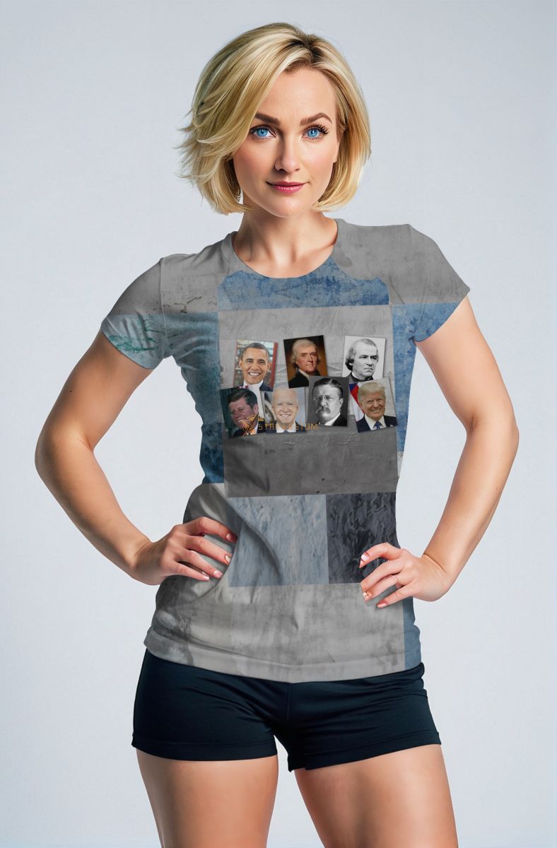 Presidential Portrait Blue and Grey Patchwork Comfort TShirt