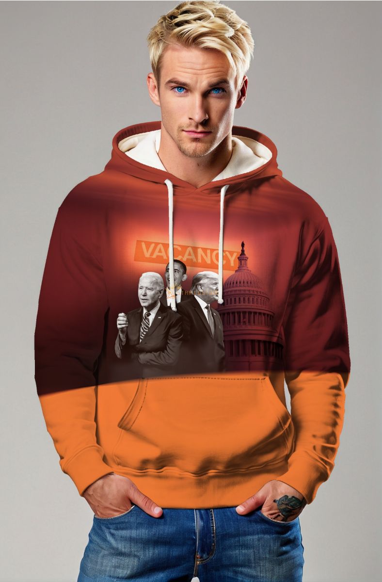 Vintage Red and Orange Presidential Print Hoodie