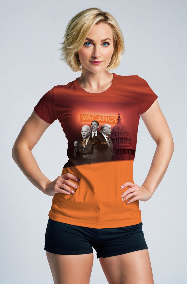 Retro Bold Presidential Print TShirt with Orange Accents Red Capitol Building Design