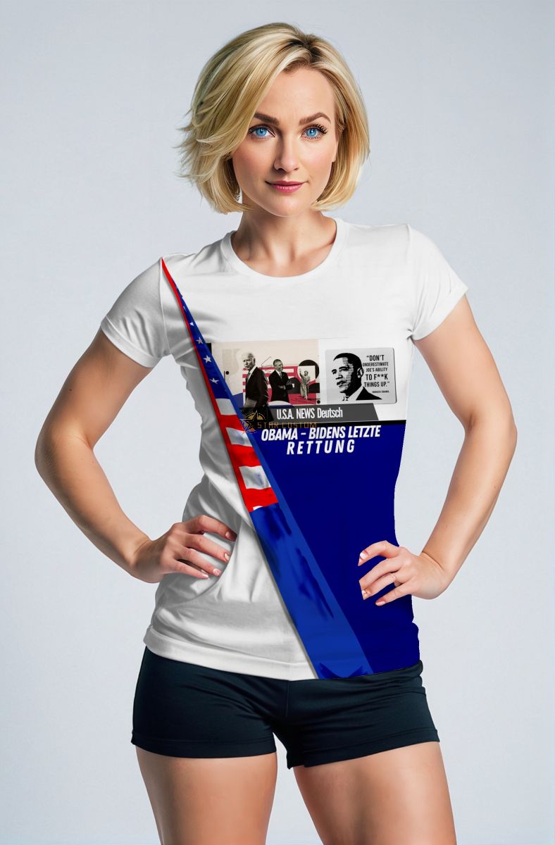 Presidential Memorial Bold Blue Patriotic Graphic White TShirt