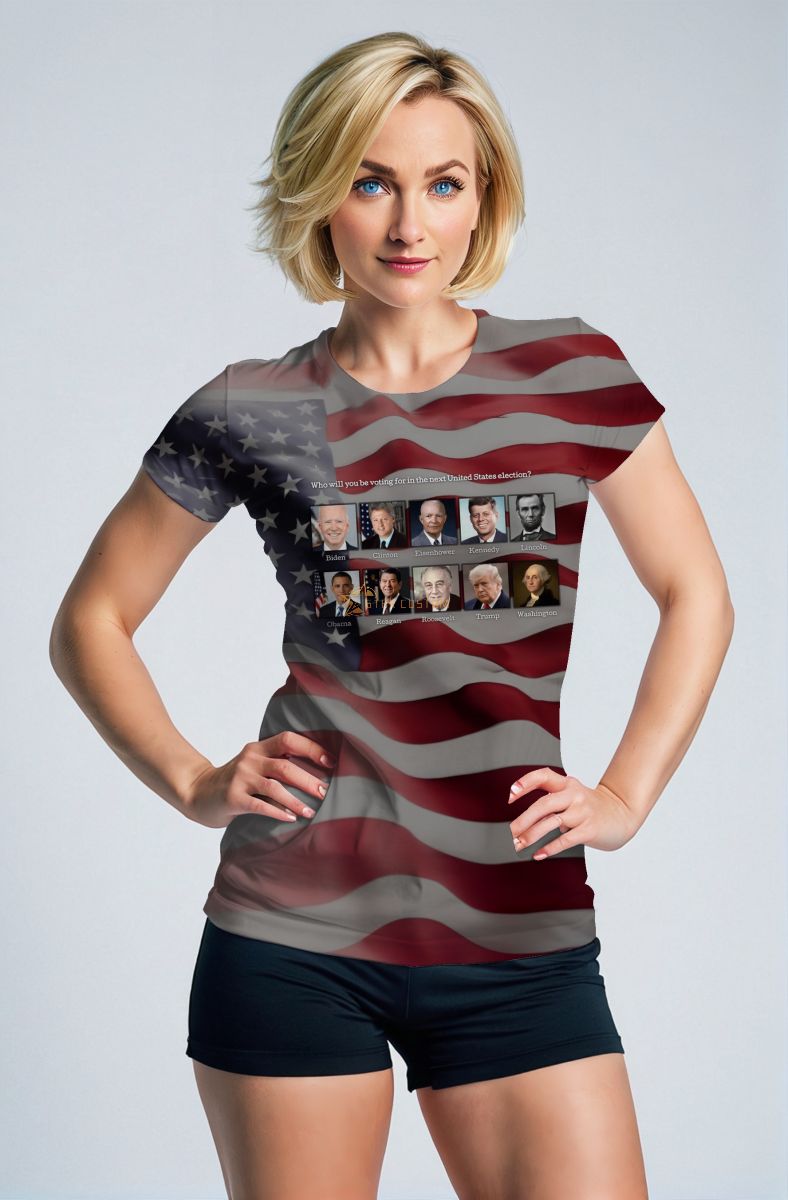 Giant Soft Comfortable Presidential Flag TShirt Gray American Presidents Print Shirt