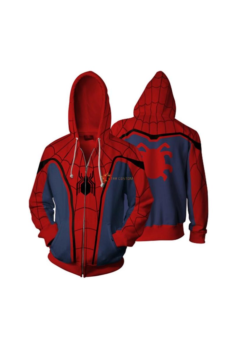 Spider-Man Homecoming Suit Zip Up Marvel Inspired Zip Up Hoodie