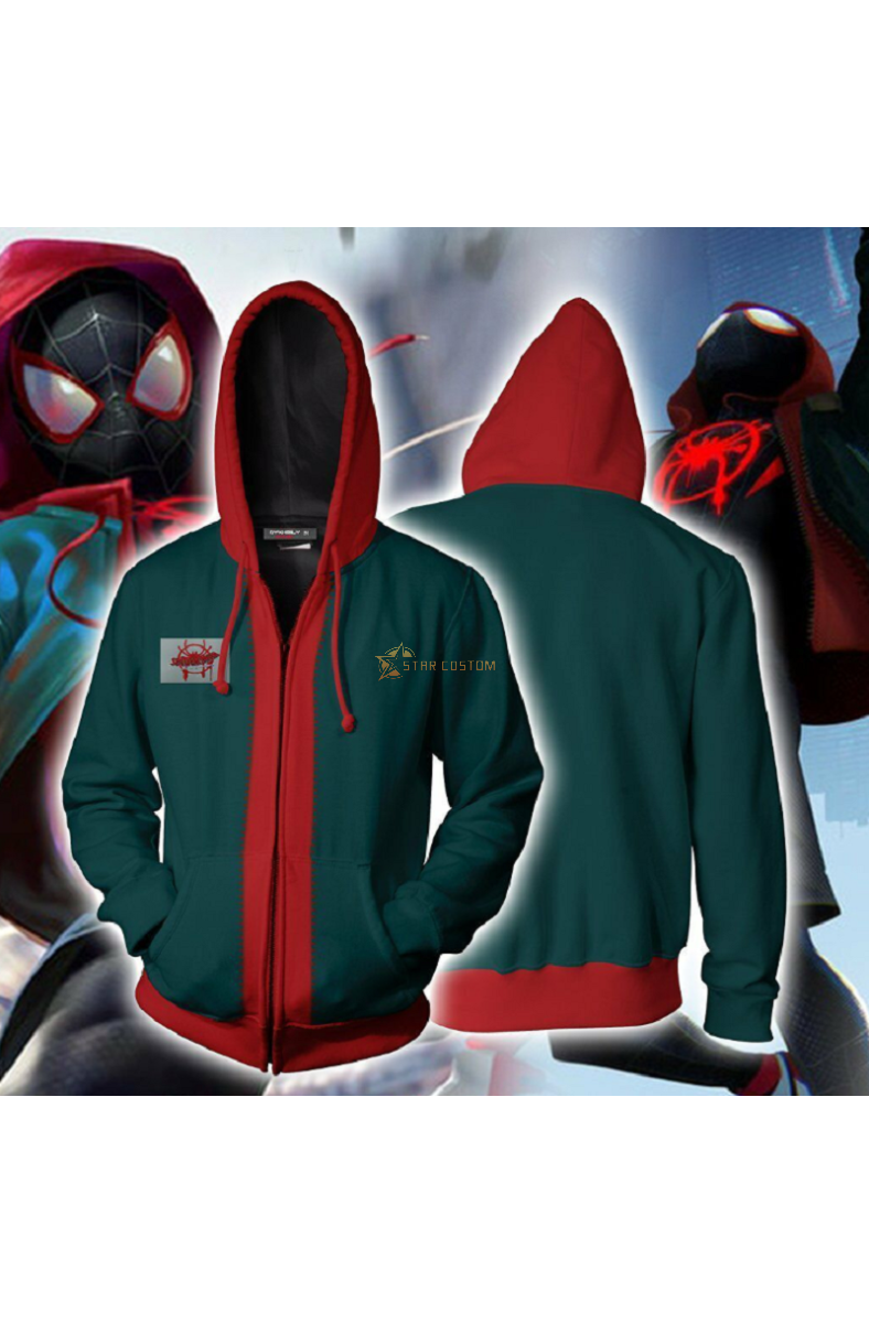 Spider-Man Miles Morales Zip Up Marvel Inspired Zip Up Hoodie