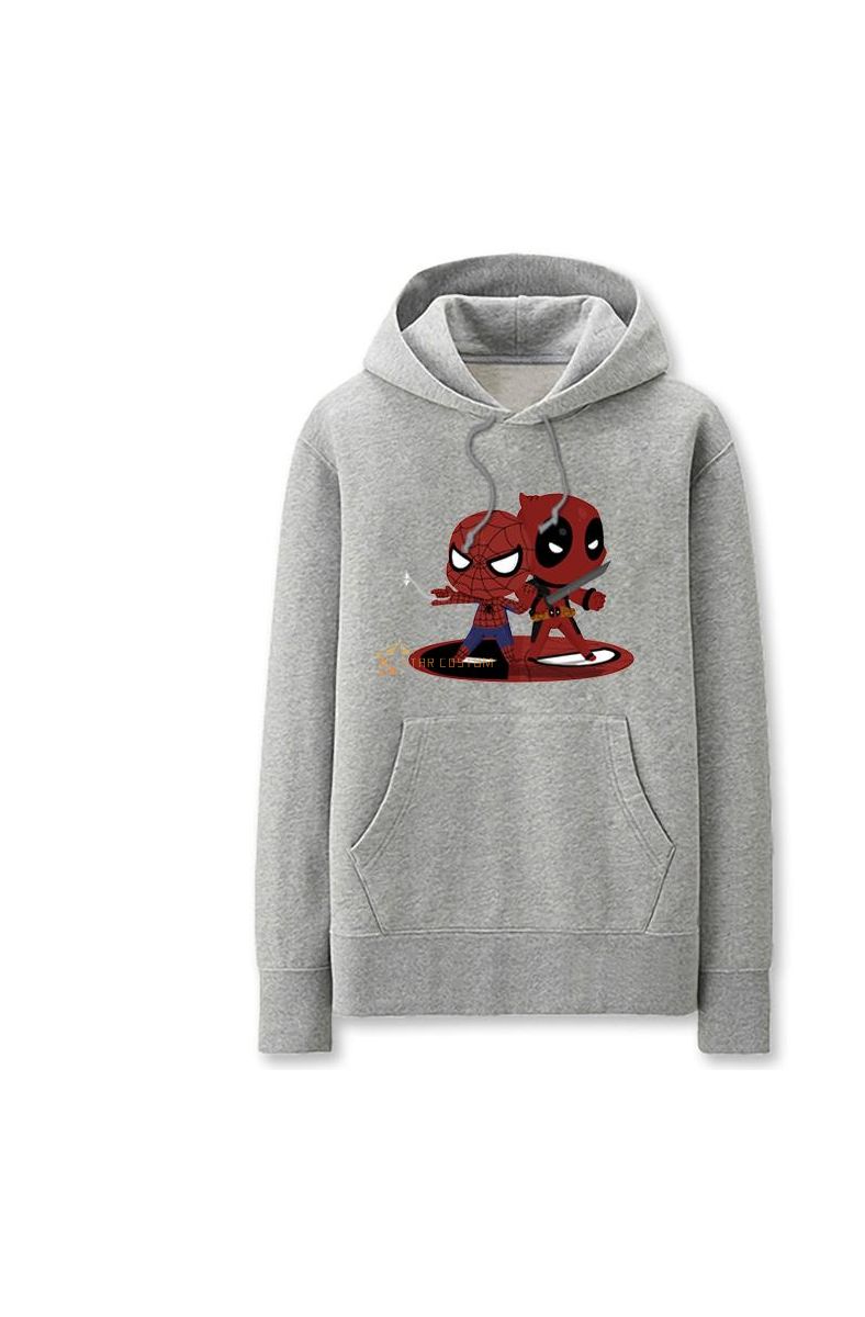 Solid Color Cartoon Style Spiderman Deadpool Funny Spiderman Hoodie Solid
