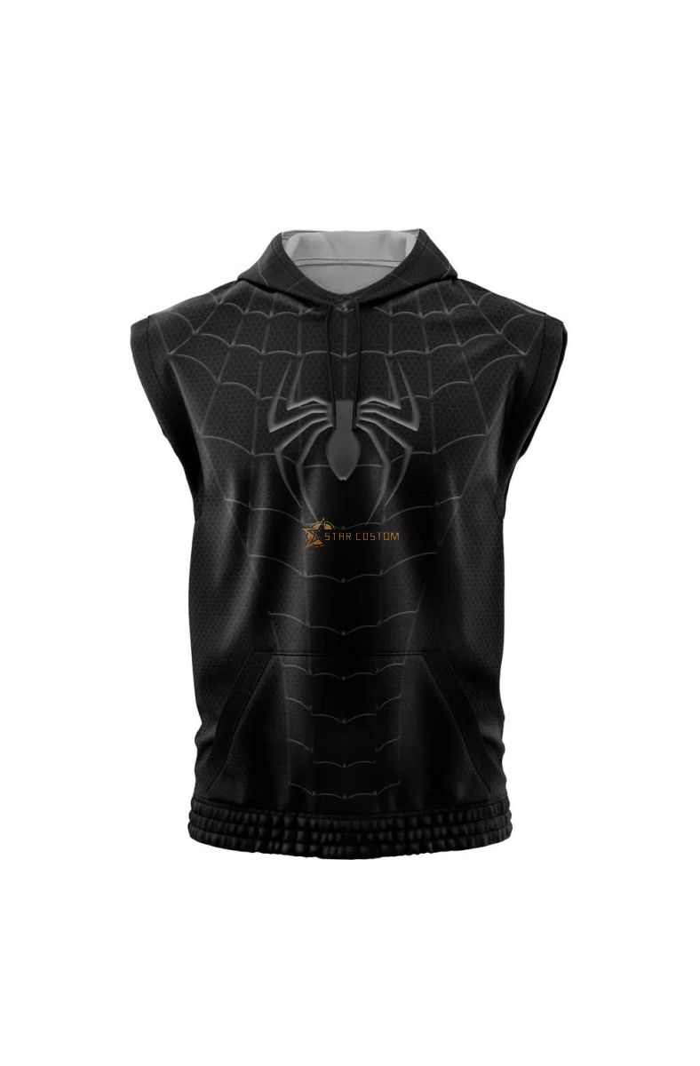 Spiderman Black Marvel Sleeveless Hoodie