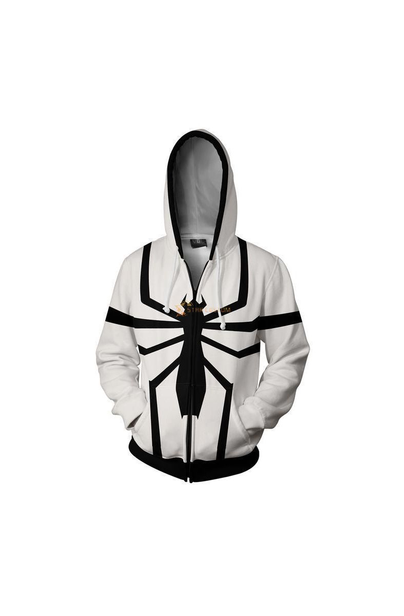 Zip Up Spiderman Zip Up Hoodie Black White