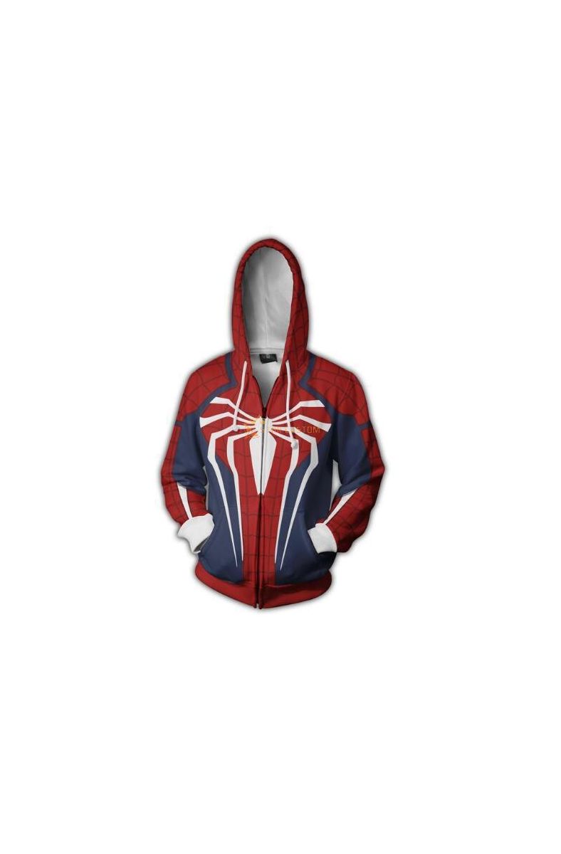Red Zip Up Spiderman Series Super H Zip Up Hoodie Red
