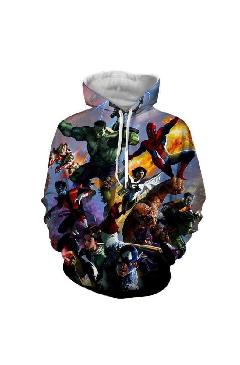 Avengers The Avengers All Heros Marvel Inspired Hoodie Black