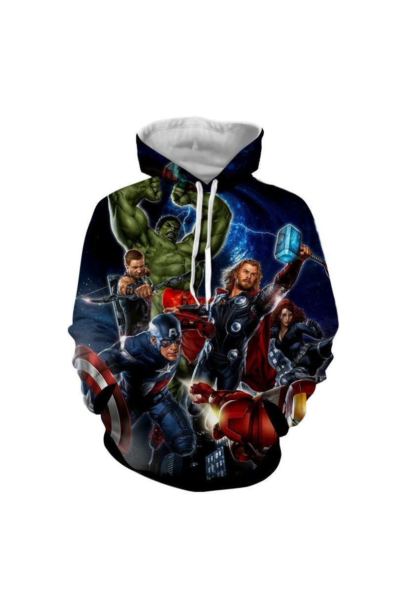 Avengers The Avengers All Super H Marvel Inspired Hoodie Black Streetwear